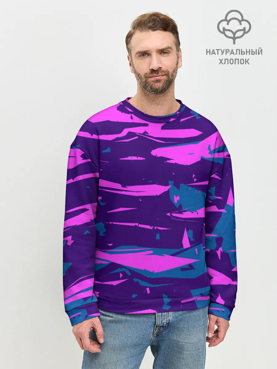 Мужской свитшот базовый / CYBERSTYLE NEON CAMOUFLAGE