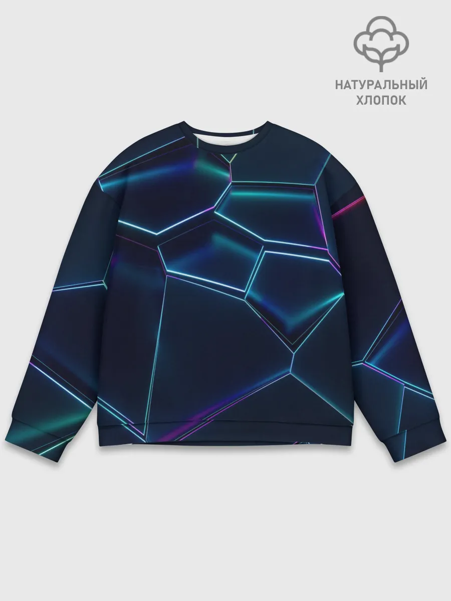 Мужской свитшот базовый / 3D ПЛИТЫ | НЕОНОВЫЕ ПЛИТЫ
