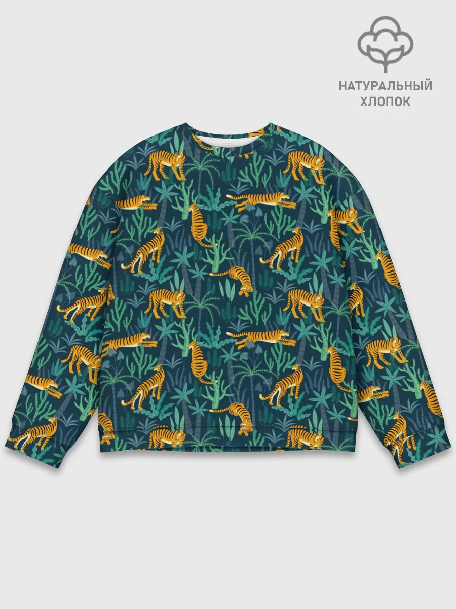 Мужской свитшот базовый / Паттерн из Тигров и Растений
