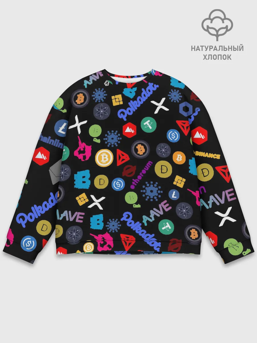 Мужской свитшот базовый / BITCOIN PATTERN | БИТКОИН