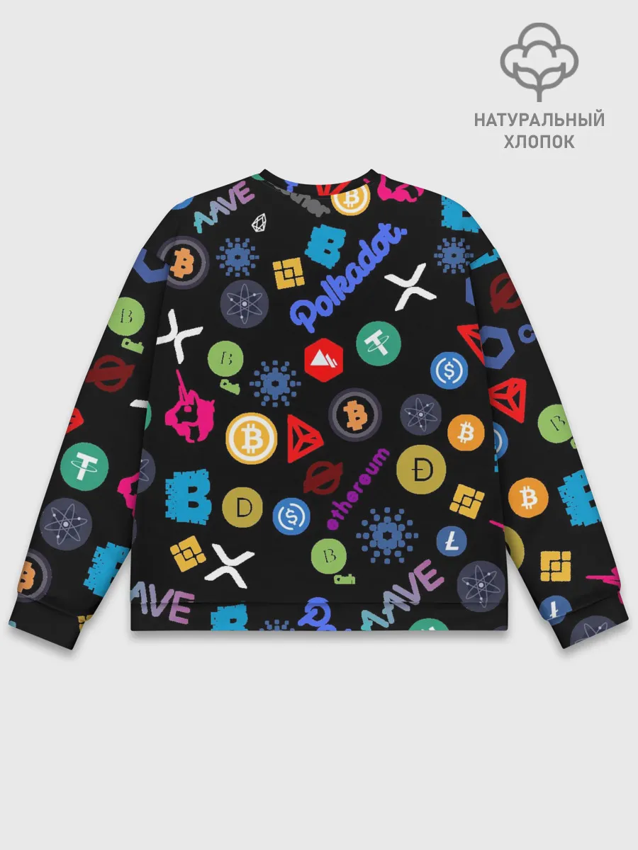 Мужской свитшот базовый / BITCOIN PATTERN | БИТКОИН