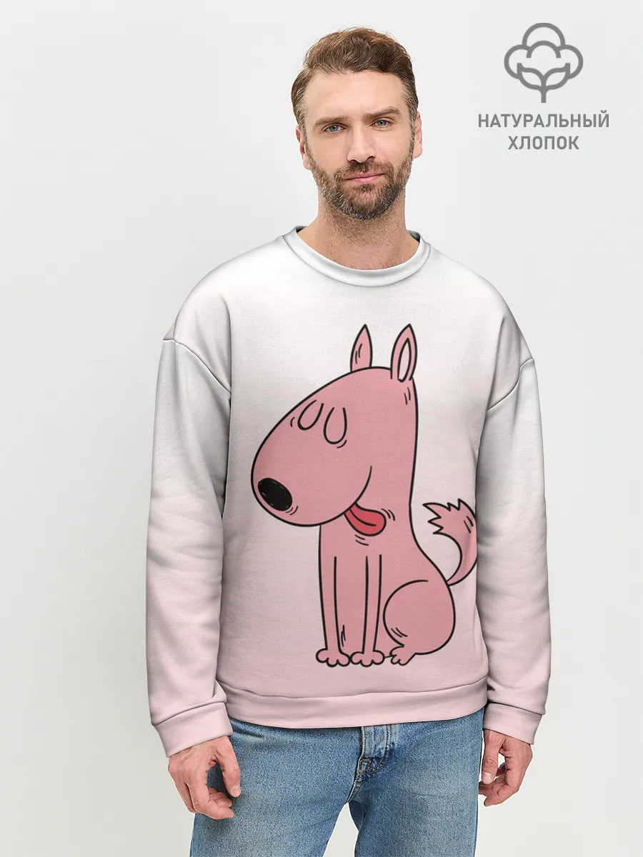 Мужской свитшот базовый / мультяшный мопс
