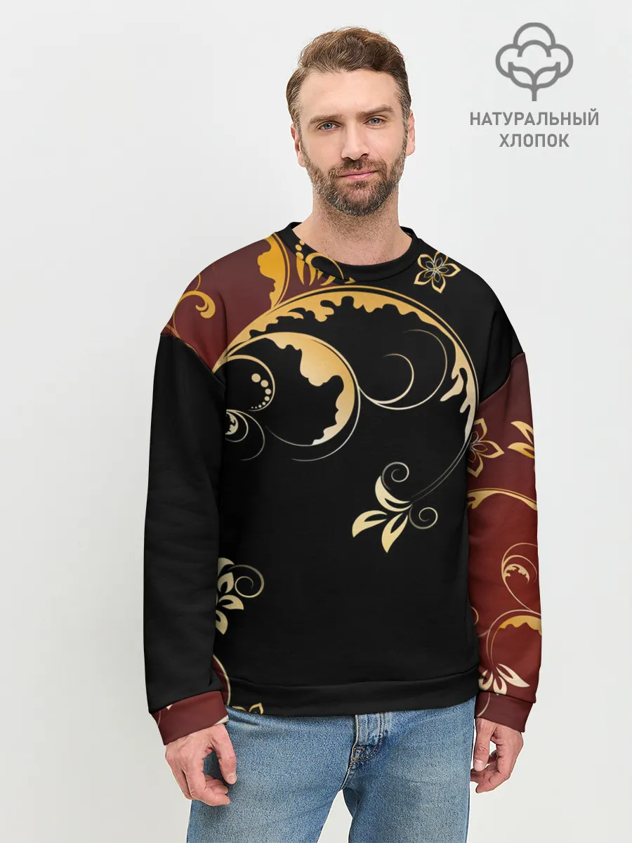 Мужской свитшот базовый / Узор - Хохлома
