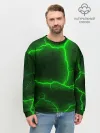 Мужской свитшот базовый / К - 13 зелёная трещина 3D