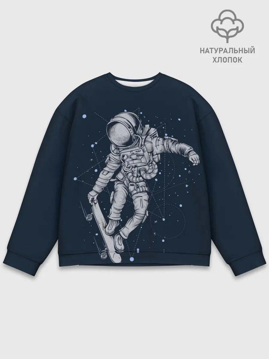Мужской свитшот базовый / Космический Скейтбординг