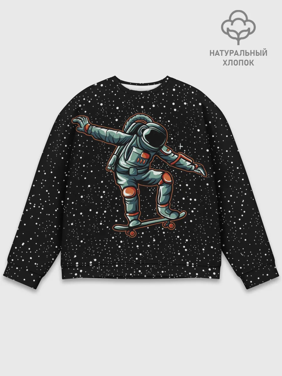 Мужской свитшот базовый / Космонавт На Скейтборде
