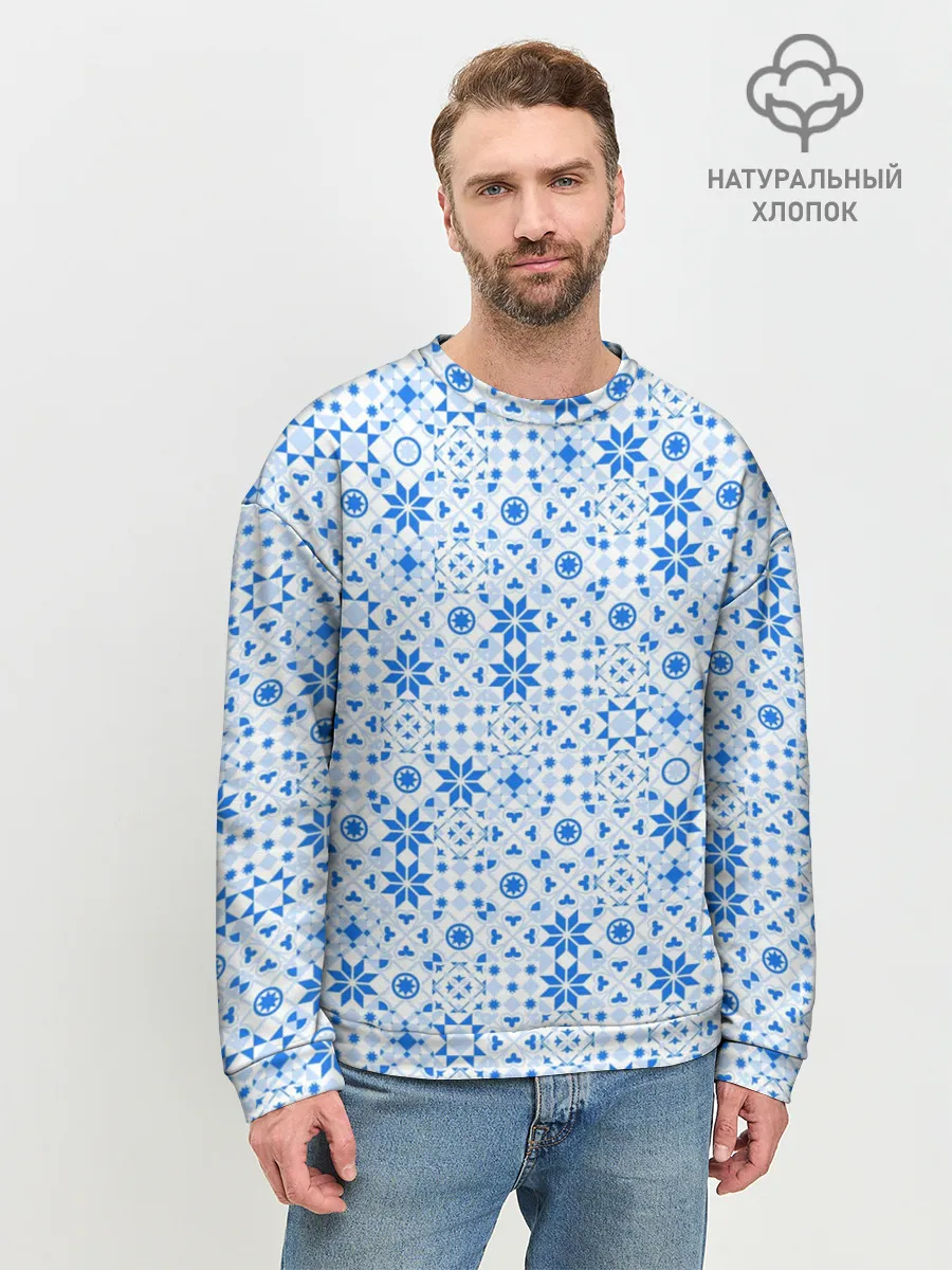 Мужской свитшот базовый / Орнамент снежинки