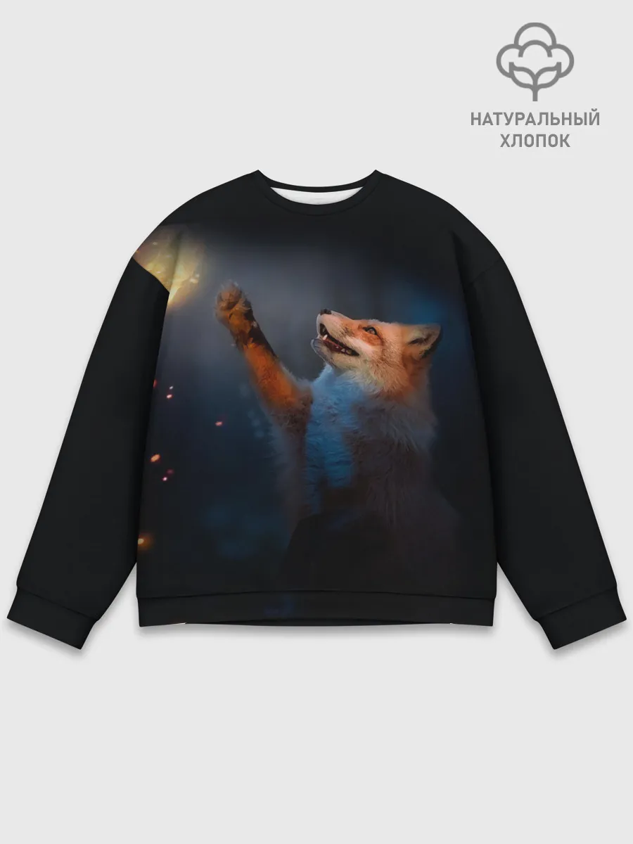 Мужской свитшот базовый / Лиса и огонек