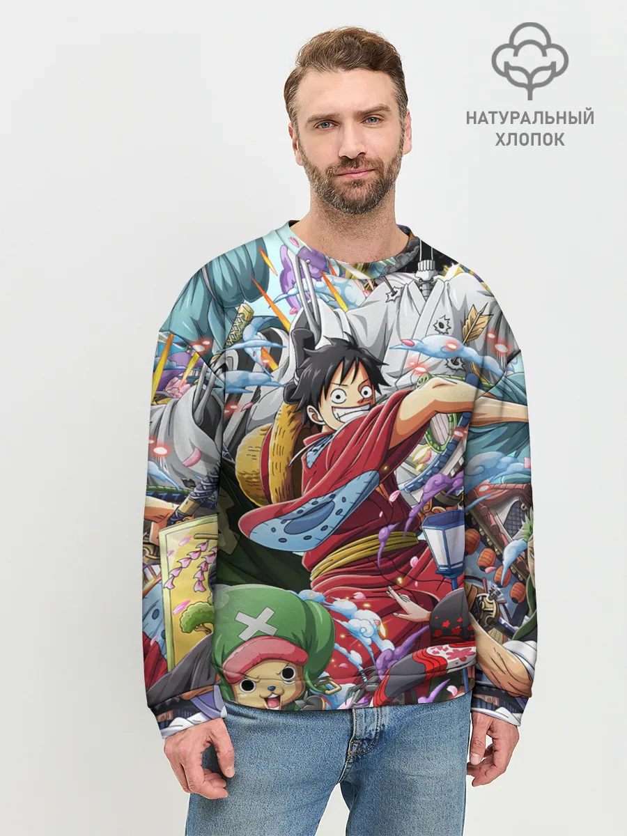 Мужской свитшот базовый / One Piece стикербомбинг