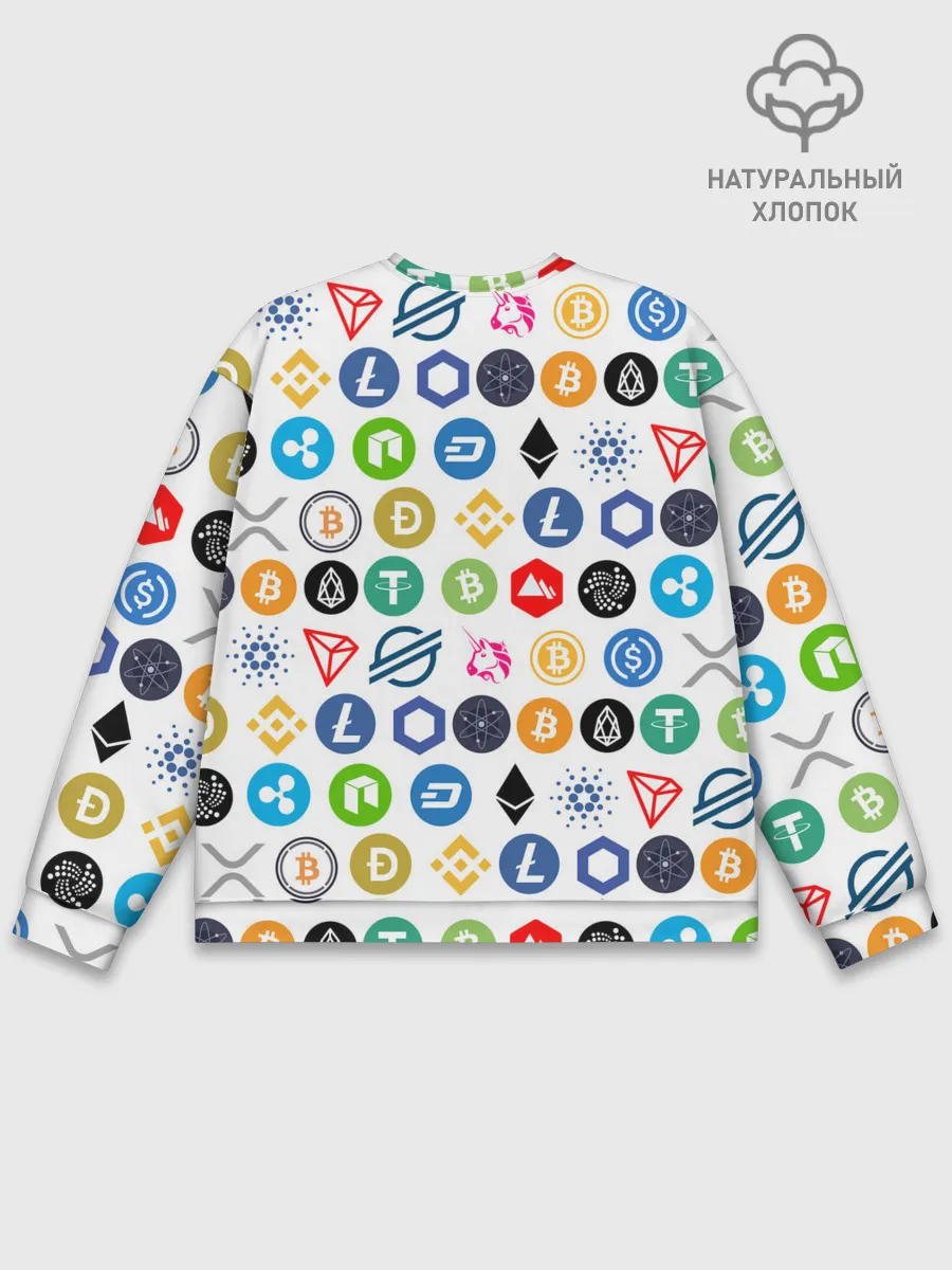 Мужской свитшот базовый / BITCOIN PATTERN | БИТКОИН