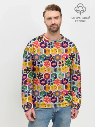 Мужской свитшот базовый / Тропический коллаж