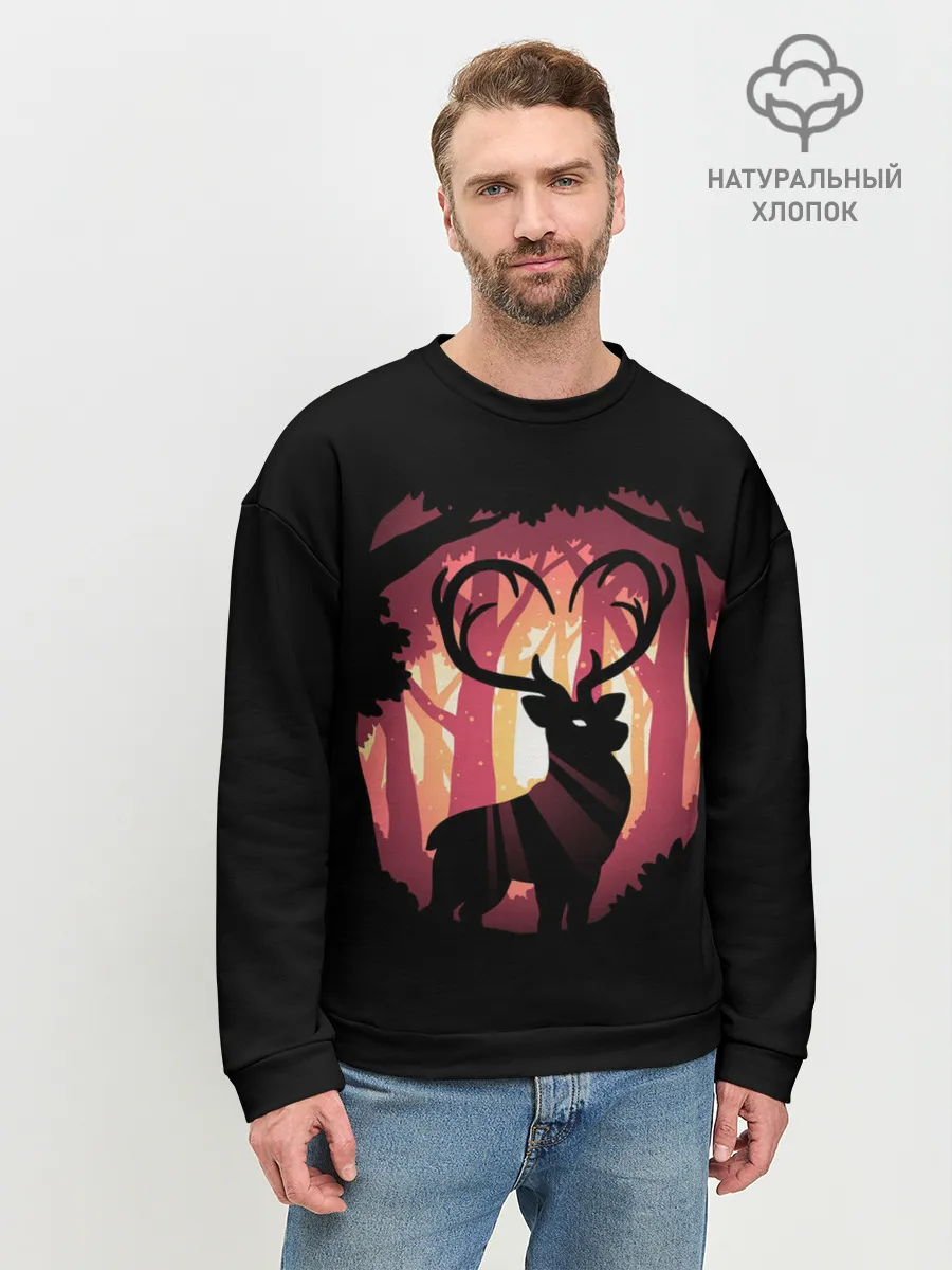 Мужской свитшот базовый / Олень в лесу