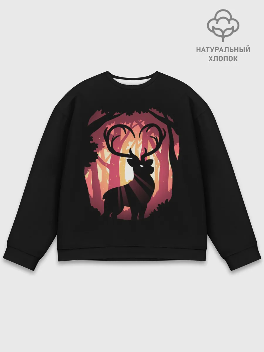 Мужской свитшот базовый / Олень в лесу