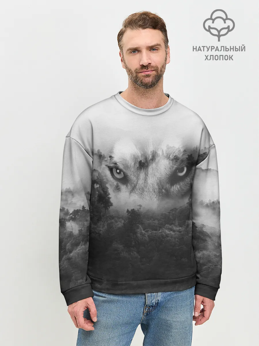 Мужской свитшот базовый / Волк в лесу