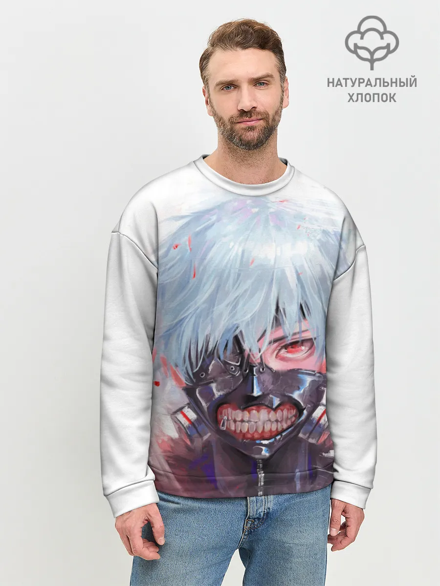 Мужской свитшот базовый / Канеки Кен акварель