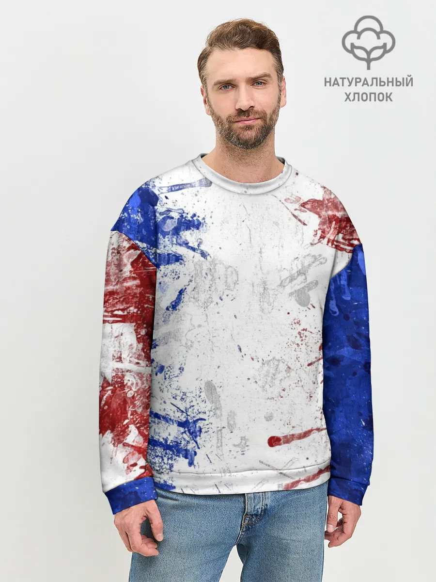 Мужской свитшот базовый / BLUE WHITE & RED