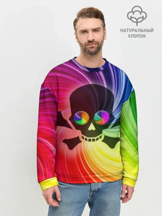 Мужской свитшот базовый / Радужный череп