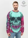 Мужской свитшот базовый / Череп в цветах