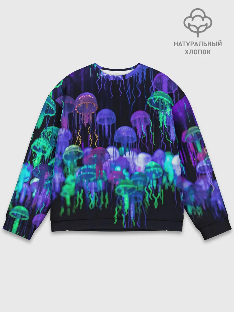 Мужской свитшот базовый / Неоновые медузы