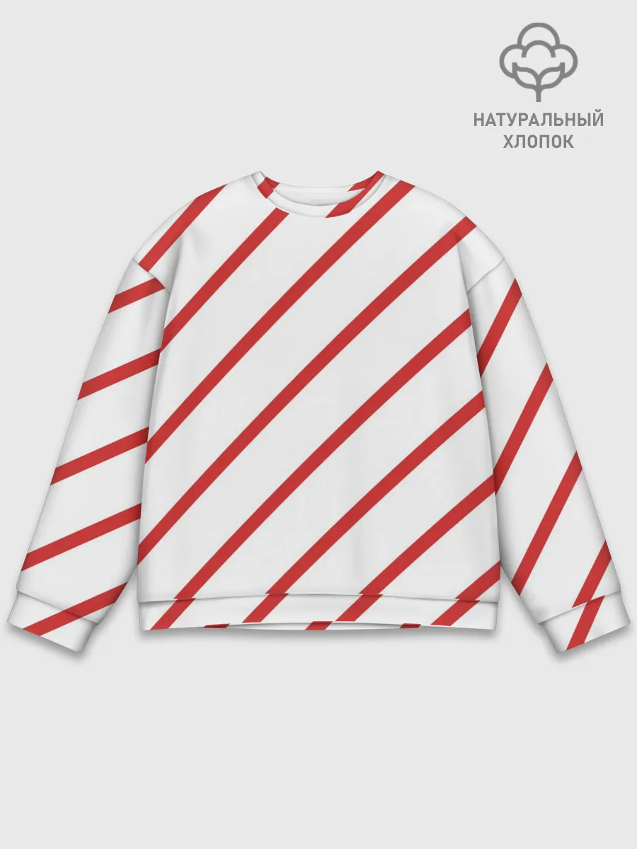 Мужской свитшот базовый / Полосы красные на белом