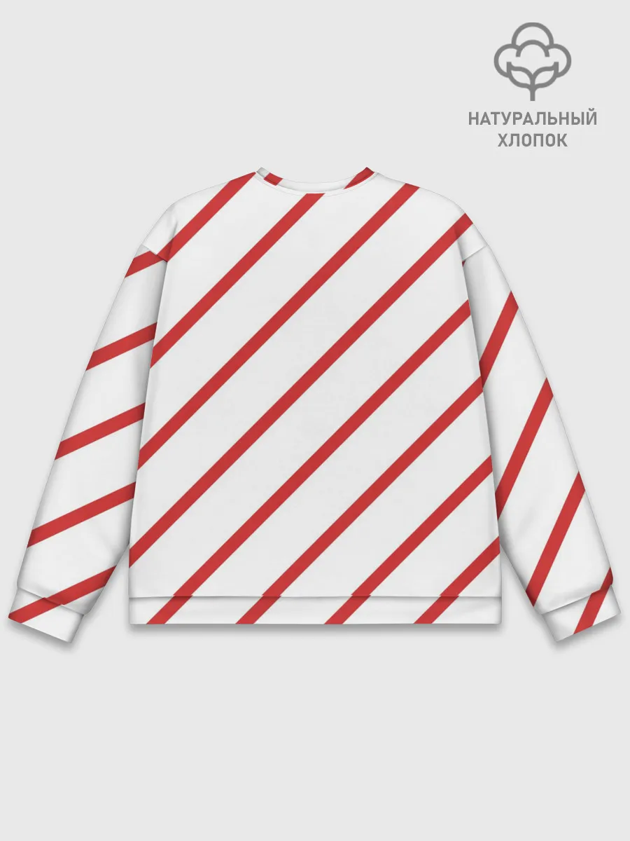 Мужской свитшот базовый / Полосы красные на белом