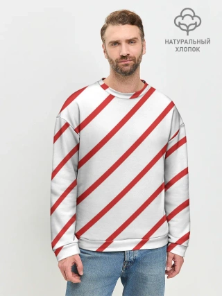 Мужской свитшот базовый / Полосы красные на белом