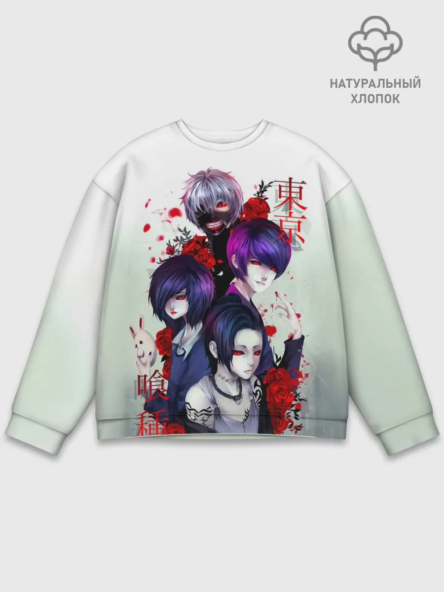Мужской свитшот базовый / Канеки с девчонками - Токийский гуль