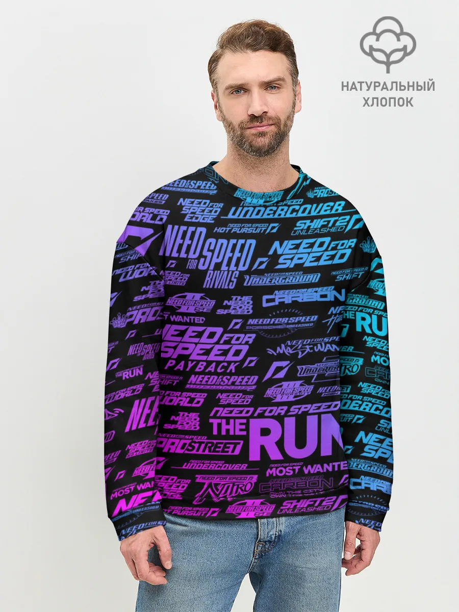 Мужской свитшот базовый / NFS ALL LOGOS NEON