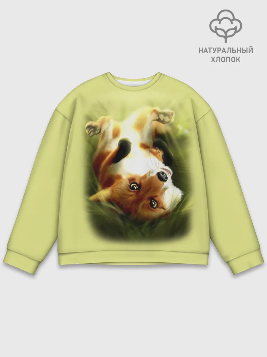 Мужской свитшот базовый / Лиса на траве