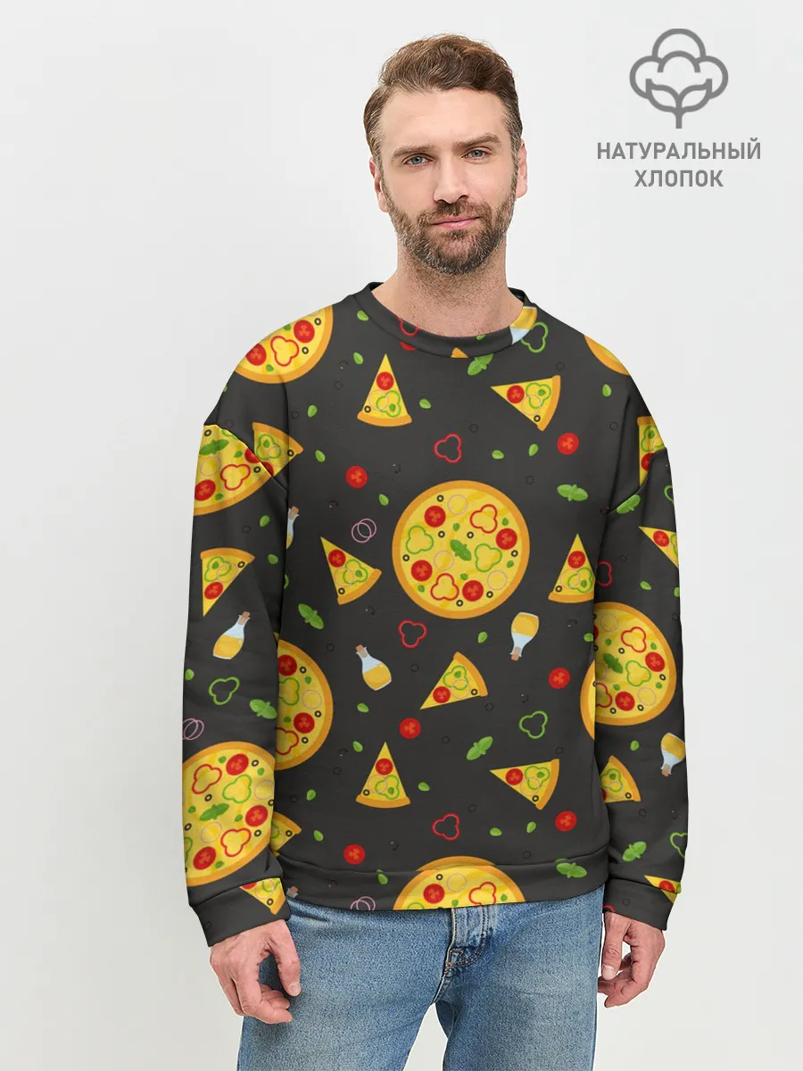 Мужской свитшот базовый / Веганская пицца
