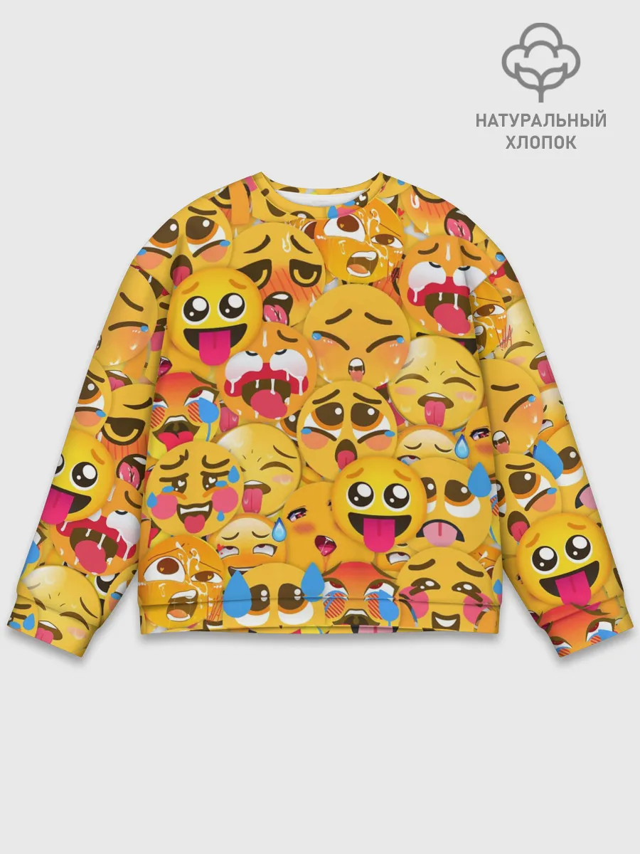 Мужской свитшот базовый / Ахегао эмодзи паттерн