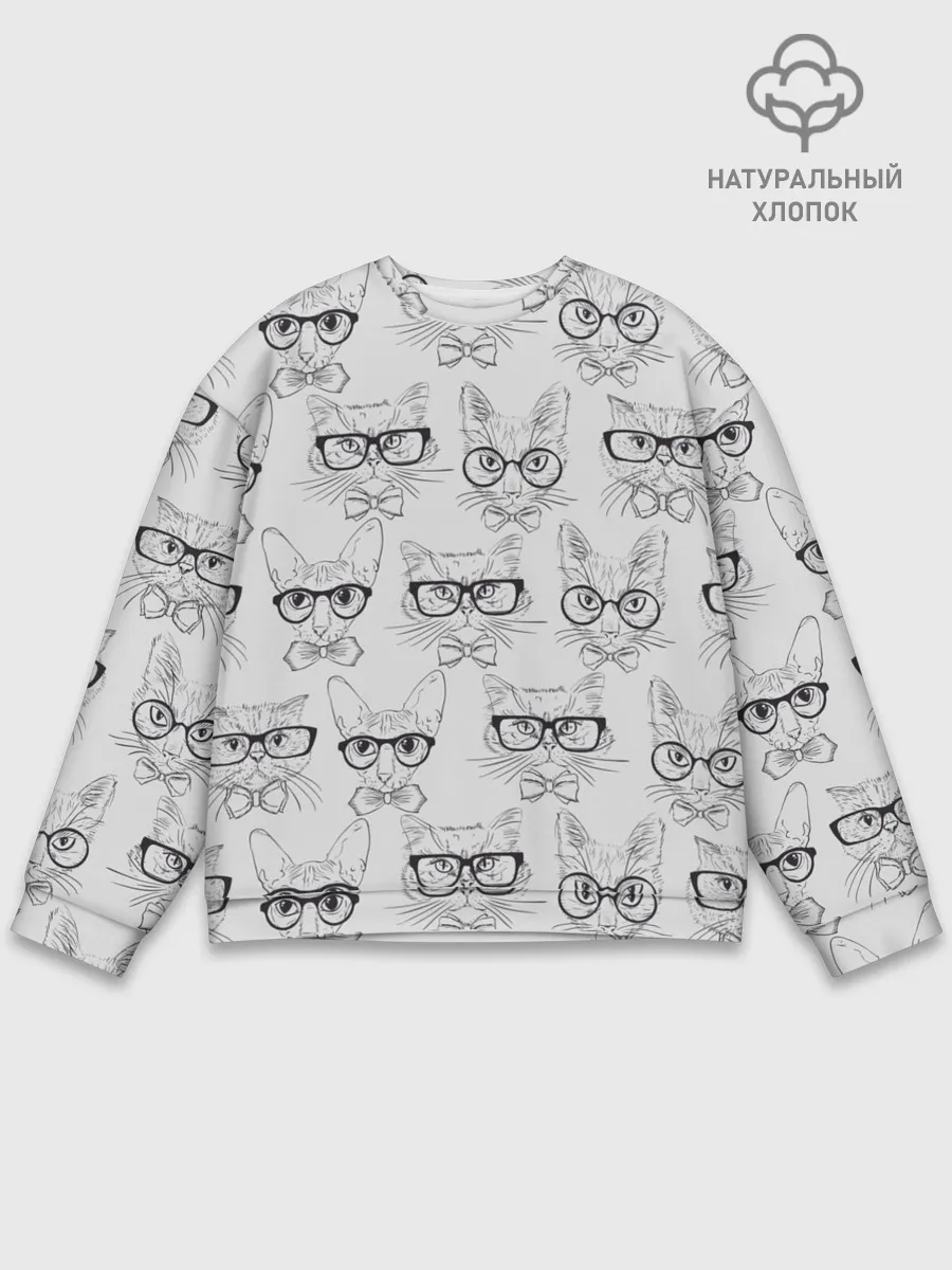 Мужской свитшот базовый / Кошки в очках