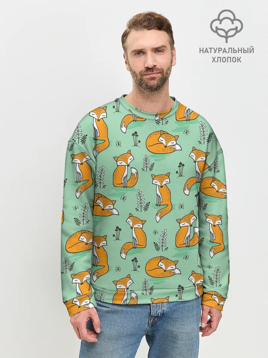 Мужской свитшот базовый / Лиса с Грибами