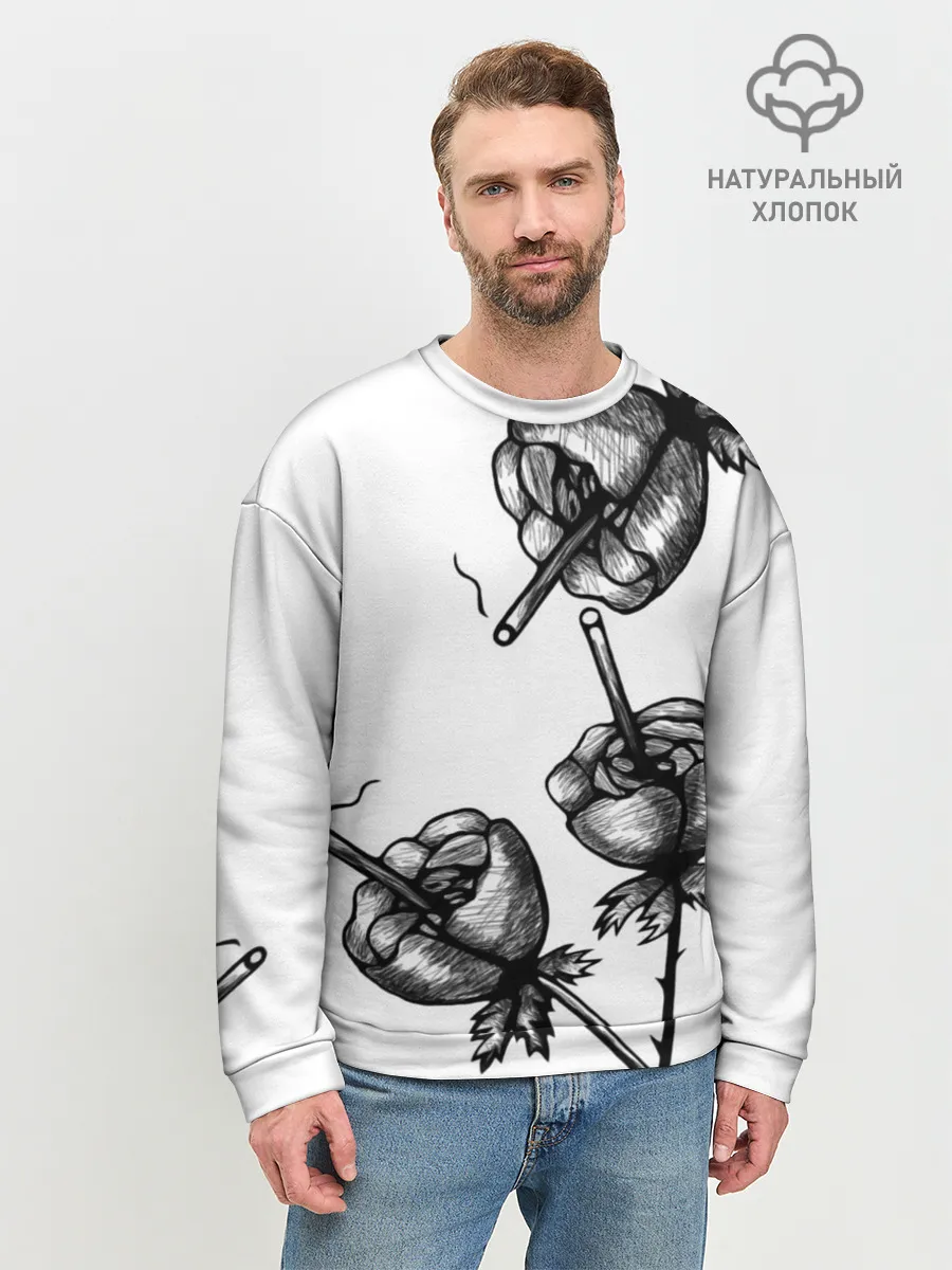 Мужской свитшот базовый / Дымящие розы