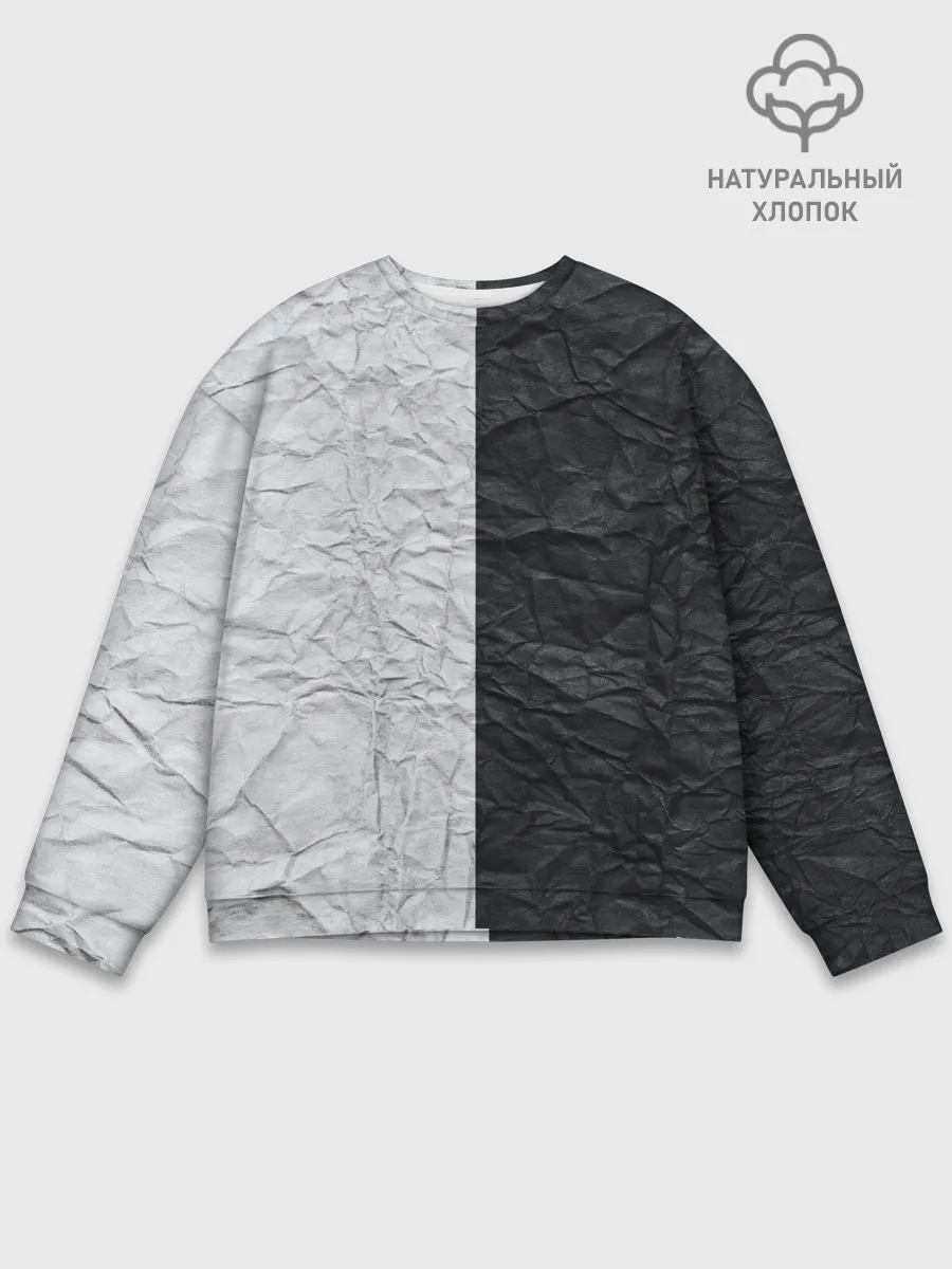 Мужской свитшот базовый / Мятая Черно-Белая Бумага