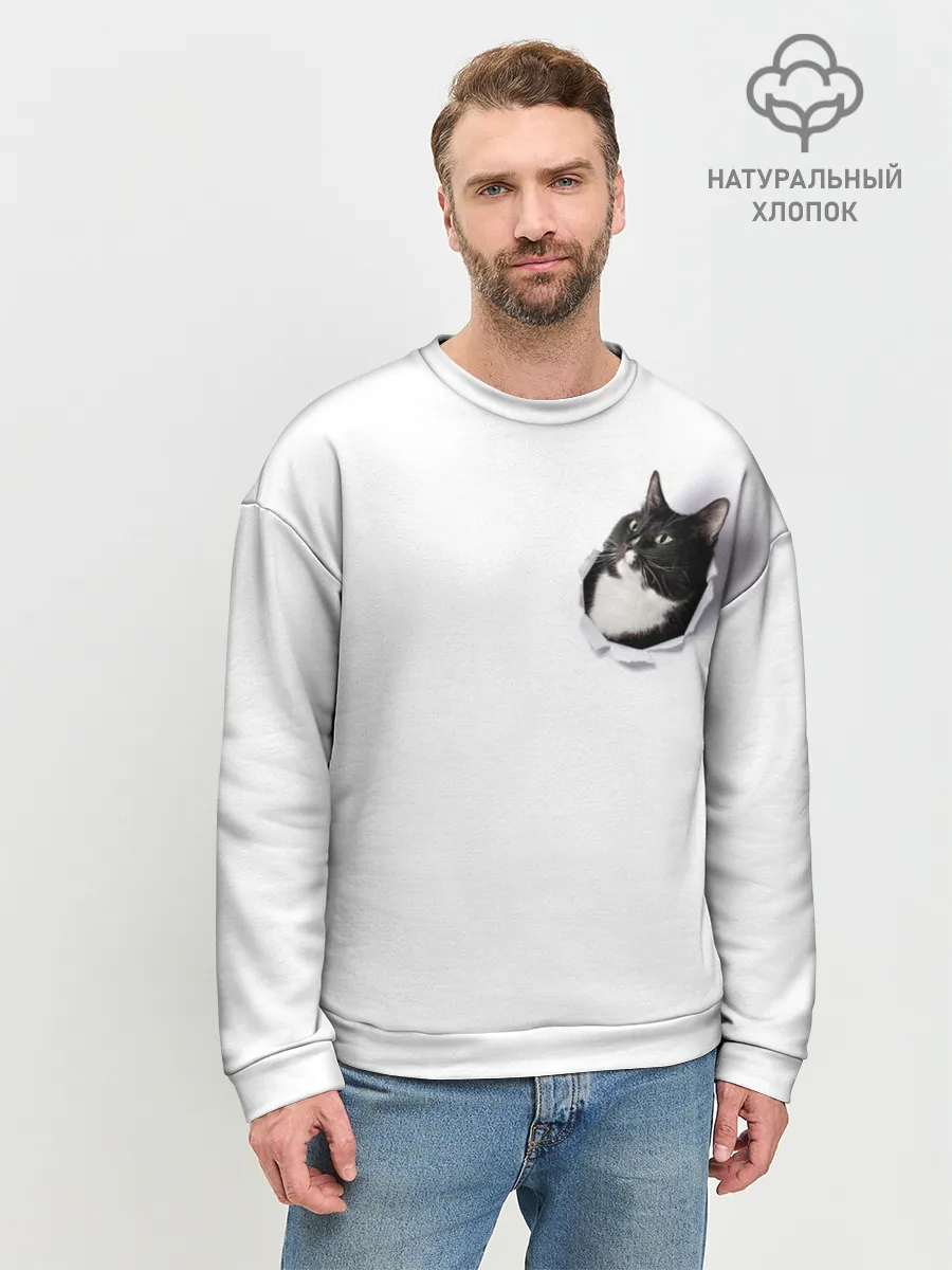 Мужской свитшот базовый / КОТ В СЕРДЦЕ