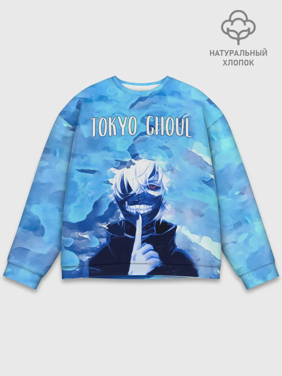 Мужской свитшот базовый / Kaneki Ken на синем фоне