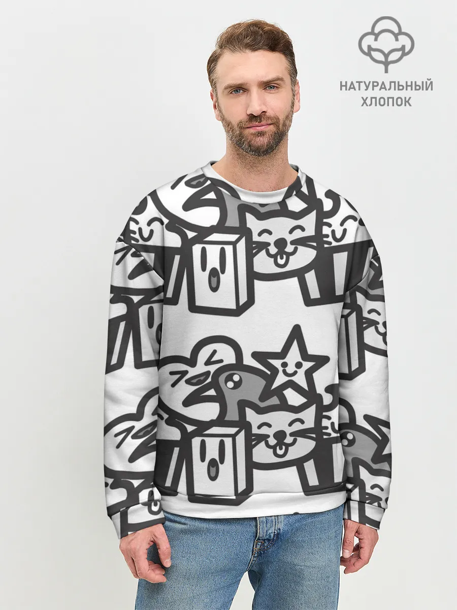Мужской свитшот базовый / Чёрно-белые дудлы