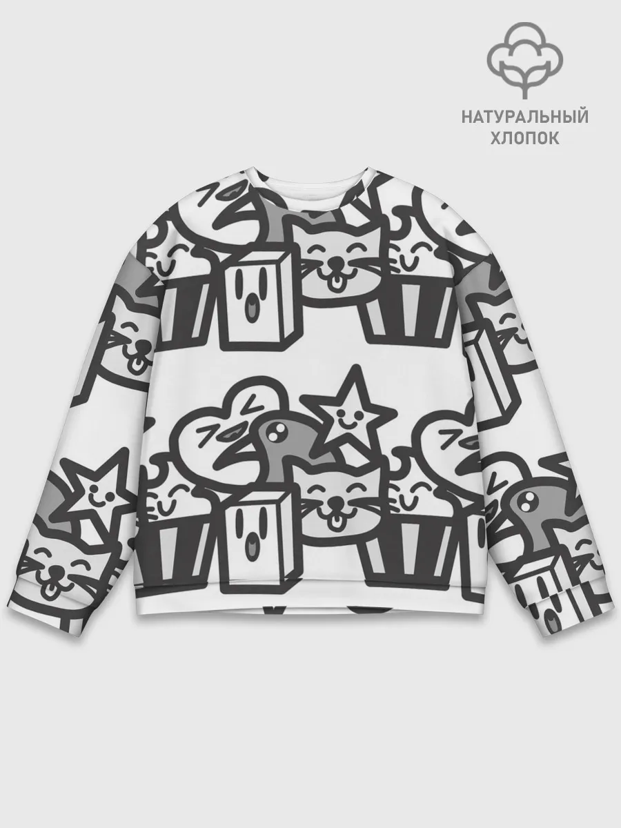 Мужской свитшот базовый / Чёрно-белые дудлы