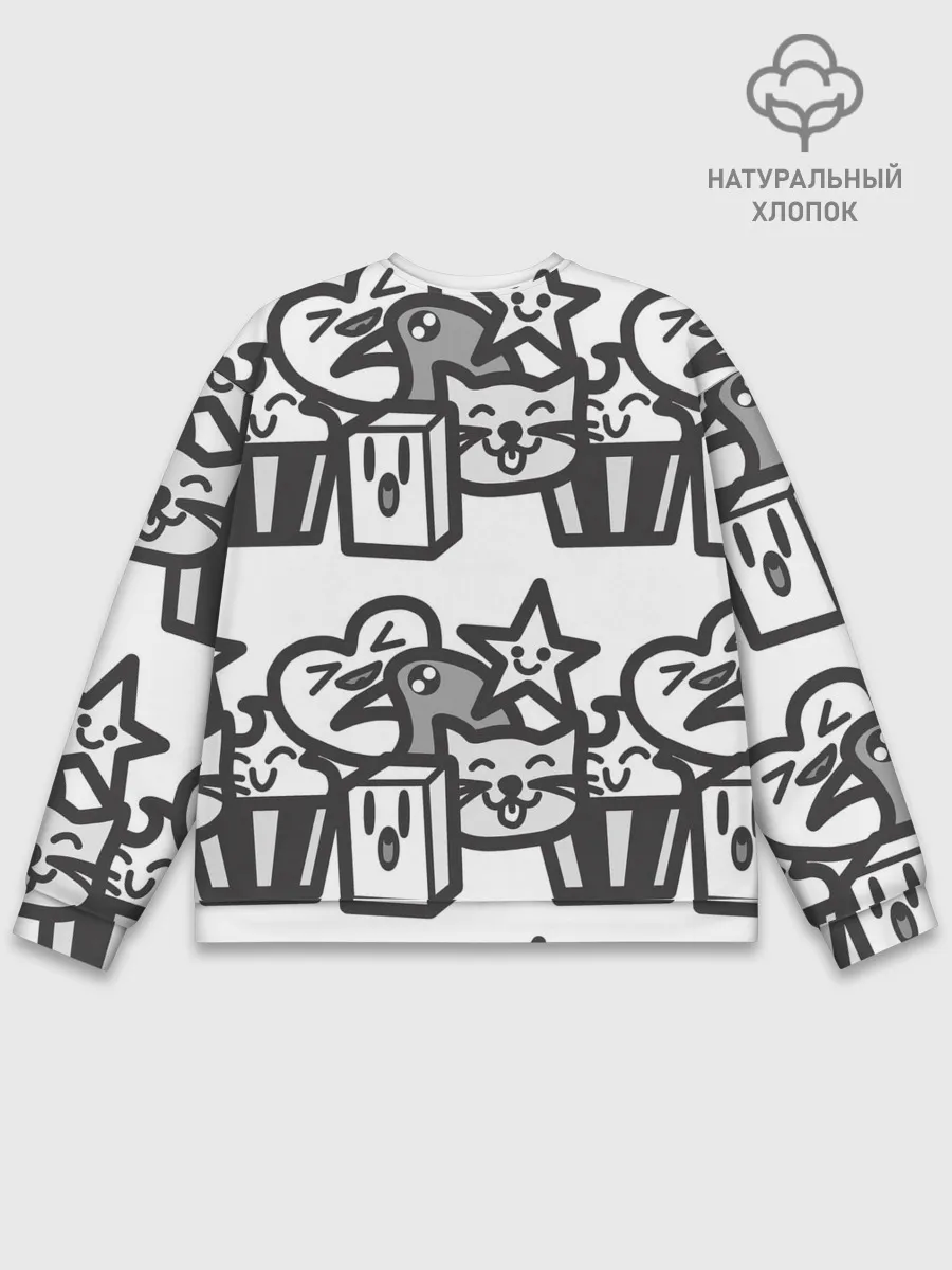 Мужской свитшот базовый / Чёрно-белые дудлы