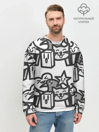 Мужской свитшот базовый / Чёрно-белые дудлы