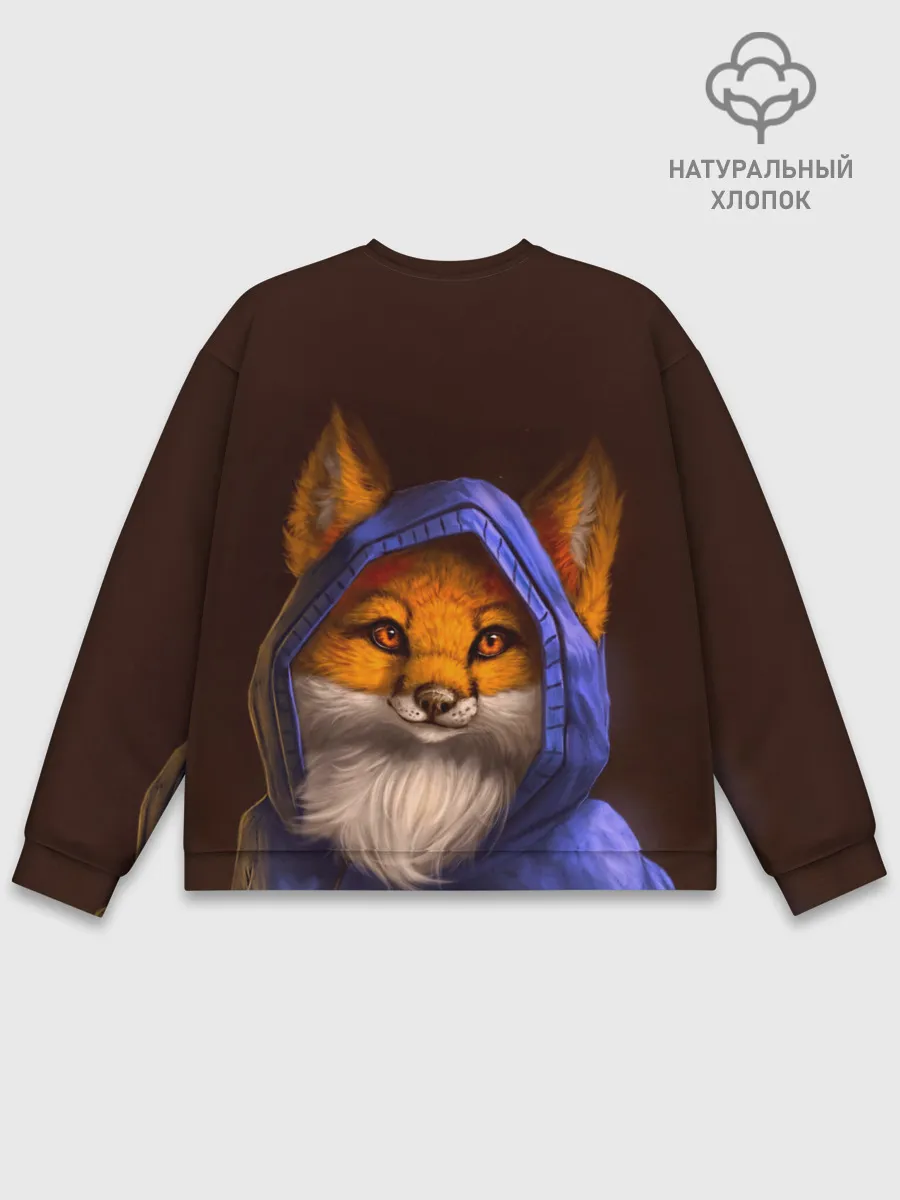 Мужской свитшот базовый / Лисенок в капюшоне