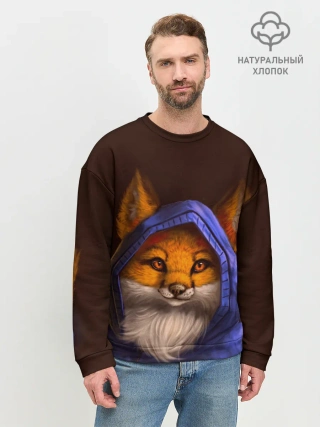 Мужской свитшот базовый / Лисенок в капюшоне