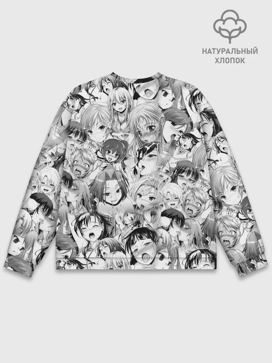 Мужской свитшот базовый / KAGUYA AHEGAO чернобелое / КАГУЯ АХЕГАО