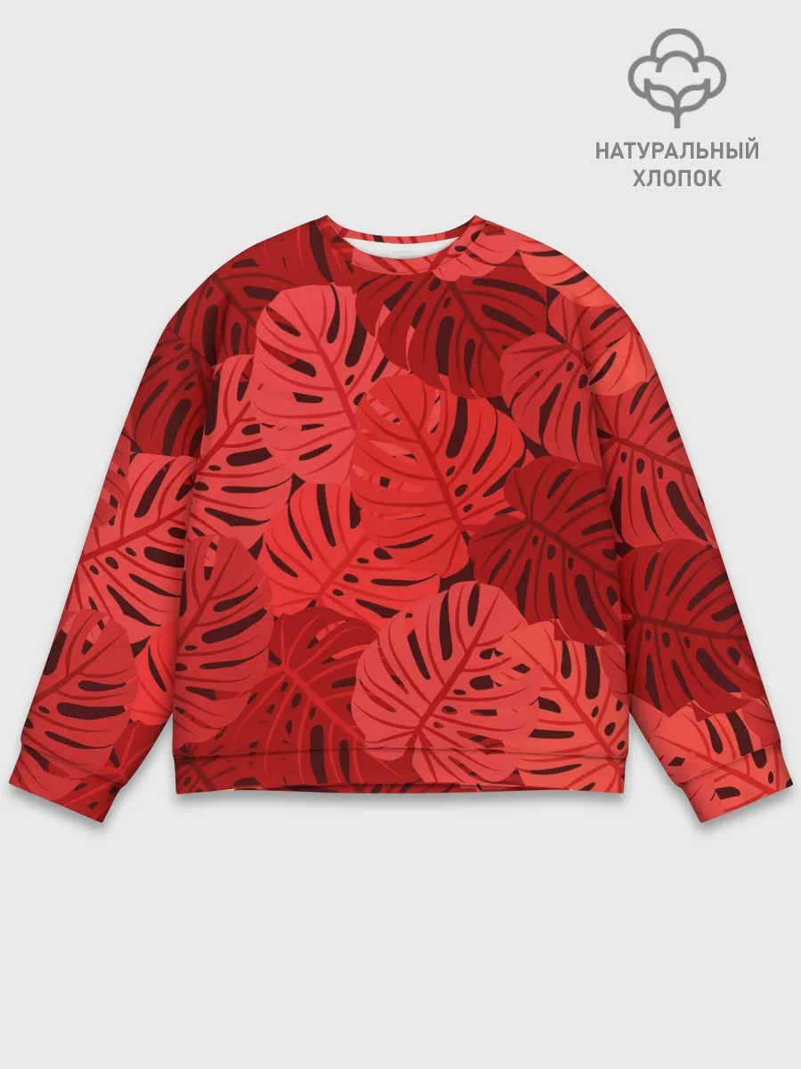 Мужской свитшот базовый / Тропические листья Монстера