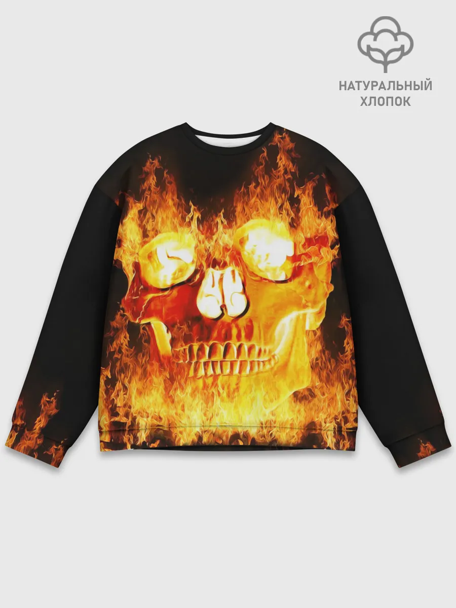 Мужской свитшот базовый / Огненный череп