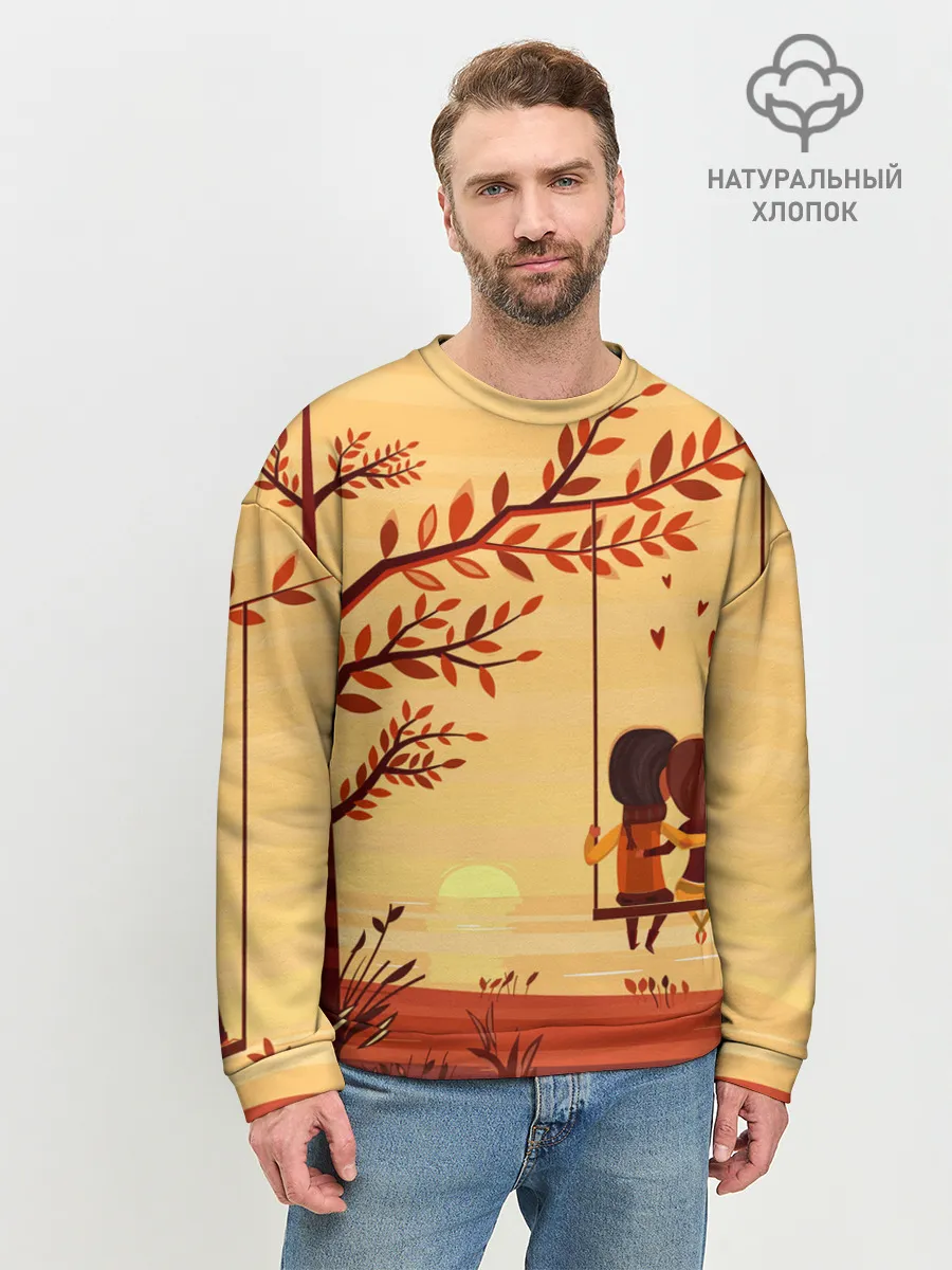 Мужской свитшот базовый / Романтика. Пара на качелях