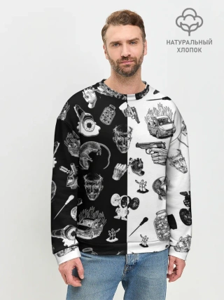 Мужской свитшот базовый / КРОВОСТОК ТАТУИРОВКИ ЧБ