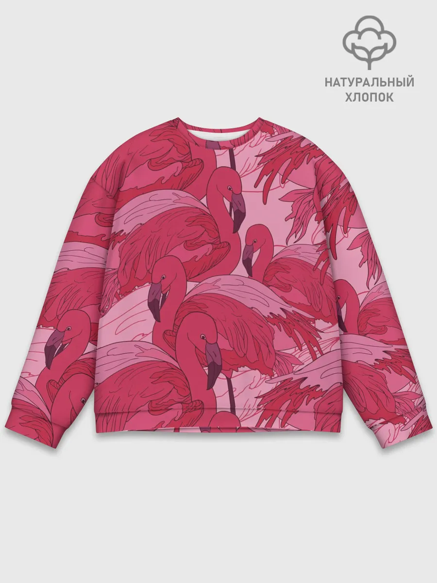 Мужской свитшот базовый / розовые фламинго