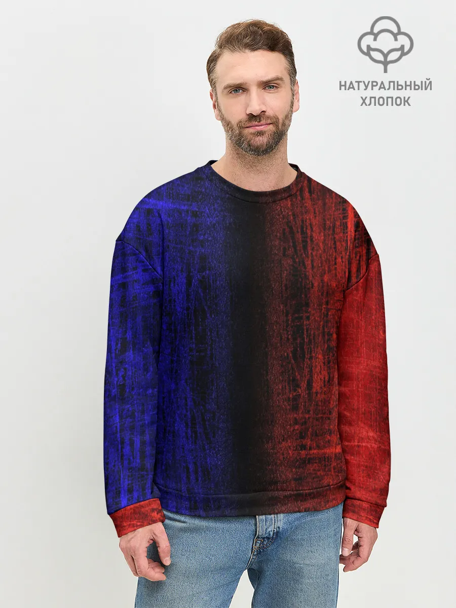 Мужской свитшот базовый / Сине-Красная Текстура